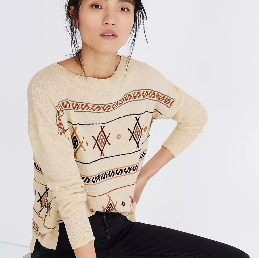 Madewell embroidered reseda pullover sweater large